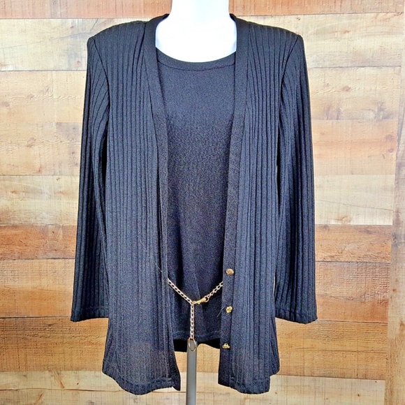 Olivia Rose New York Blouse Women's 2-Pc Look Size 8 Black Long Sleeve - Picture 1 of 7